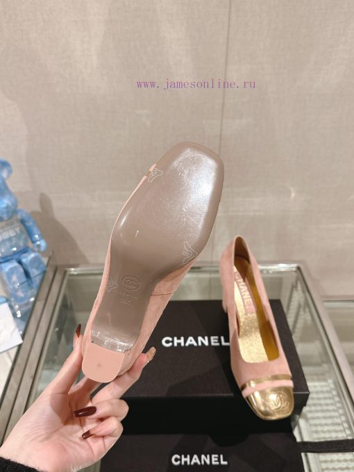 -24Ss early spring new Chanel color blocked square toe coarse matching shoesI really don't hkdjyoazw - Image 10