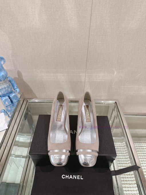 -24Ss early spring new Chanel color blocked square toe coarse matching shoesI really don't hlnpj5ydi - Image 2