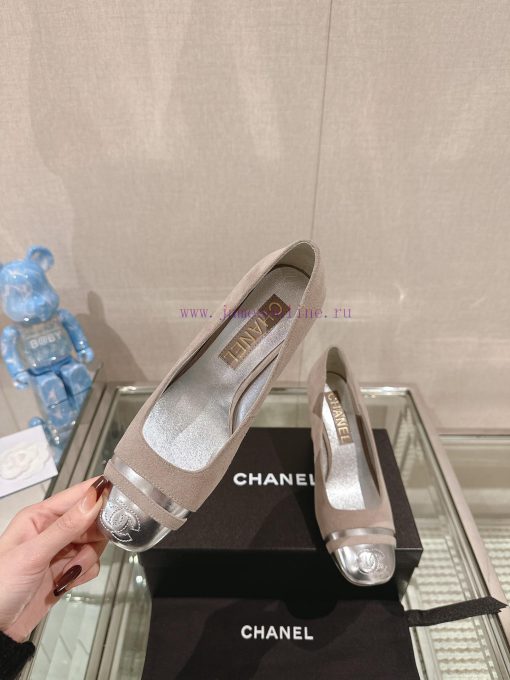 -24Ss early spring new Chanel color blocked square toe coarse matching shoesI really don't hlnpj5ydi - Image 4