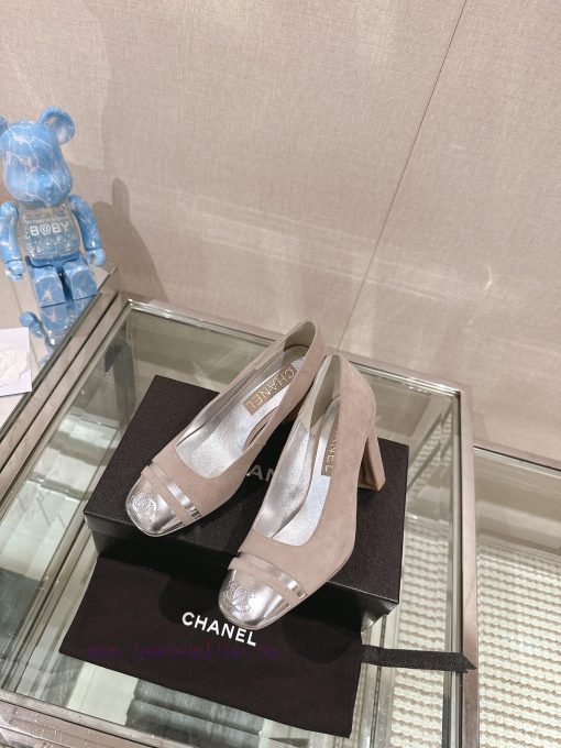 -24Ss early spring new Chanel color blocked square toe coarse matching shoesI really don't hlnpj5ydi - Image 5