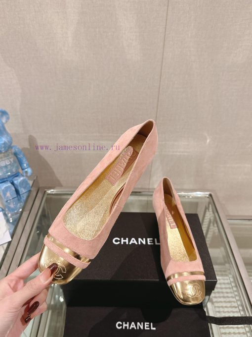 -24Ss early spring new Chanel color blocked square toe coarse matching shoesI really don't hchw4e1sc - Image 6