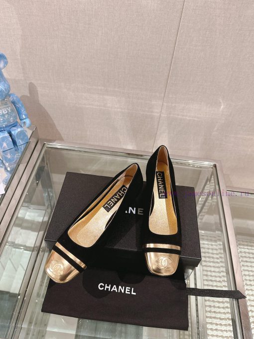 -24Ss early spring new Chanel color blocked square toe coarse matching shoesI really don't hazdn8evb - Image 4