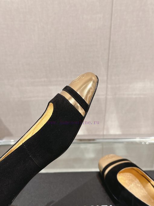 -24Ss early spring new Chanel color blocked square toe coarse matching shoesI really don't hazdn8evb - Image 7