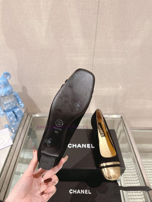 -24Ss early spring new Chanel color blocked square toe coarse matching shoesI really don't hazdn8evb - Image 10