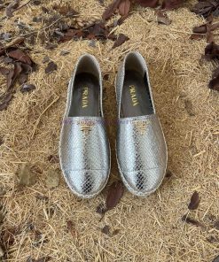 New productPrada snake patterned flat casual grass woven shoesNappa sheepskin material for ujzbj2vqi