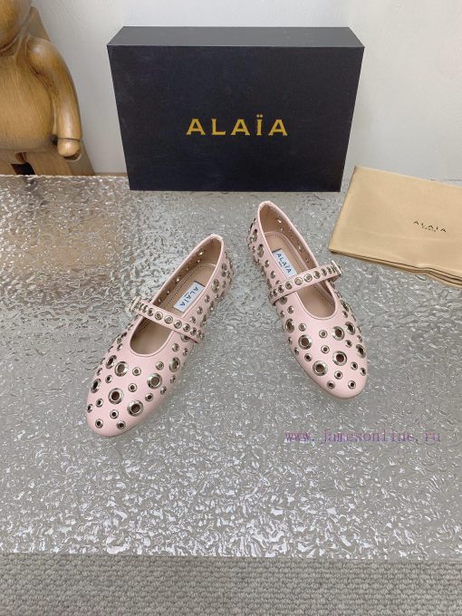 ALAIA chicken eye buttoned hole shoes, ALAIA 24SS French fairy ballet flat dance shoesAzzedi9orgk731 - Image 4