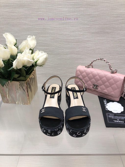 Chanel 24p Spring/Summer New Product Thick Bottom Full Diamond Dragging Lazy One Line Slippemypoi394