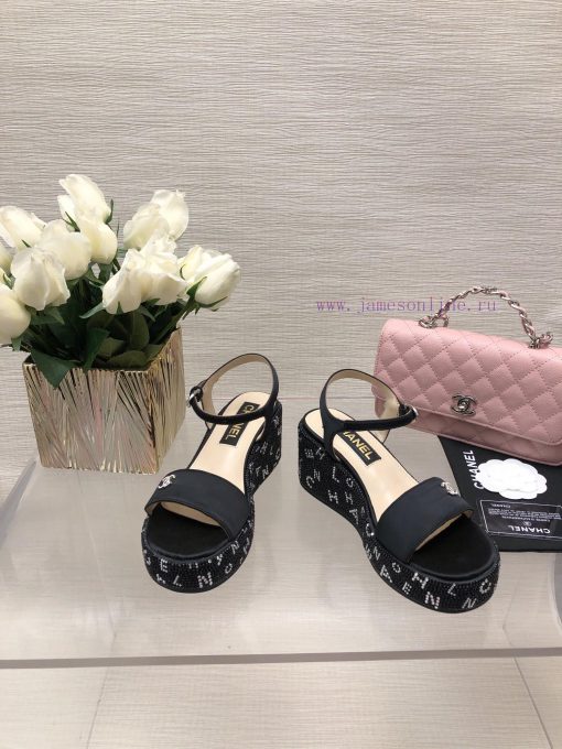 Chanel 24p Spring/Summer New Product Thick Bottom Full Diamond Dragging Lazy One Line Slippemypoi394 - Image 3
