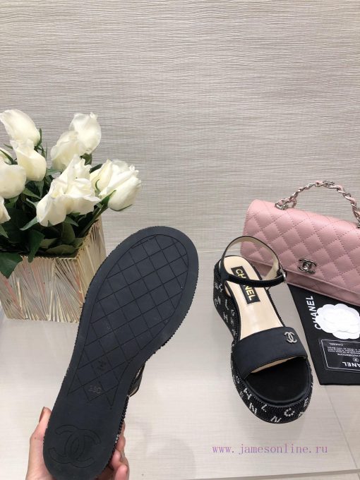 Chanel 24p Spring/Summer New Product Thick Bottom Full Diamond Dragging Lazy One Line Slippemypoi394 - Image 4