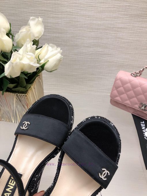 Chanel 24p Spring/Summer New Product Thick Bottom Full Diamond Dragging Lazy One Line Slippemypoi394 - Image 7