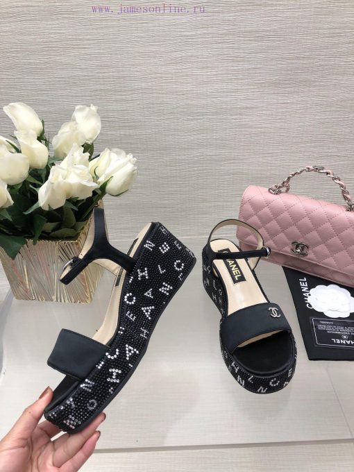 Chanel 24p Spring/Summer New Product Thick Bottom Full Diamond Dragging Lazy One Line Slippemypoi394 - Image 9
