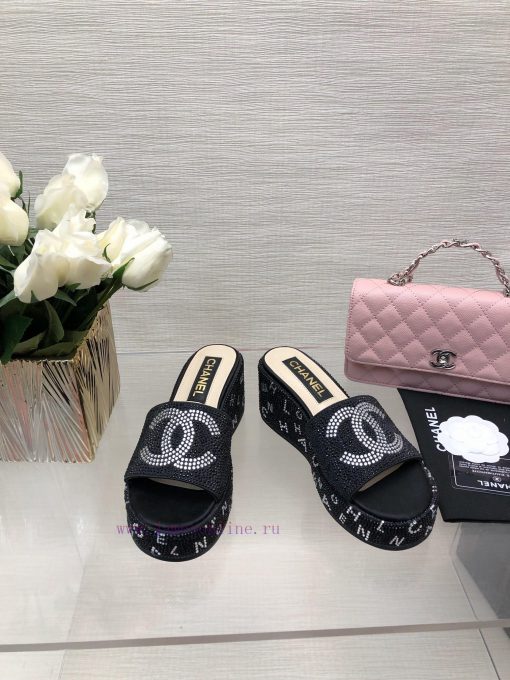Chanel 24p Spring/Summer New Product Thick Bottom Full Diamond Dragging Lazy One Line Slippe5kakwryz - Image 4
