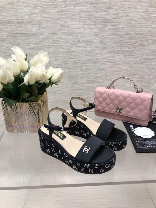 Chanel 24p Spring/Summer New Product Thick Bottom Full Diamond Dragging Lazy One Line Slippemypoi394 - Image 10