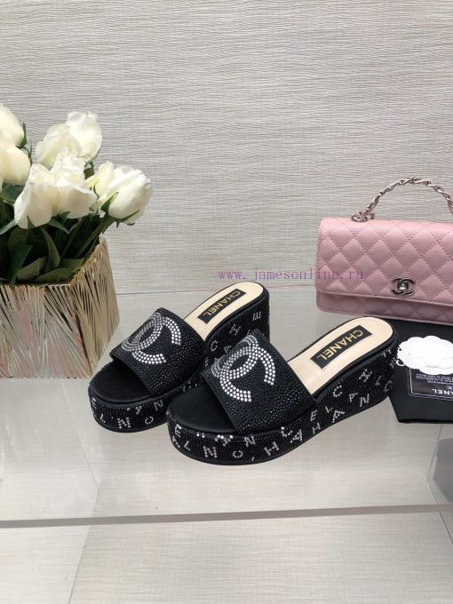Chanel 24p Spring/Summer New Product Thick Bottom Full Diamond Dragging Lazy One Line Slippe5kakwryz - Image 6