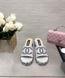 Chanel 24p Spring/Summer New Product Thick Bottom Full Diamond Dragging Lazy One Line Slippeuprz1ddh