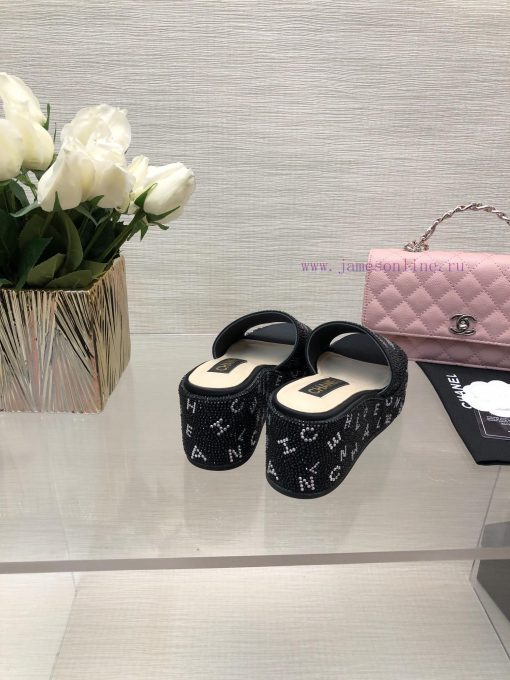 Chanel 24p Spring/Summer New Product Thick Bottom Full Diamond Dragging Lazy One Line Slippe5kakwryz - Image 8