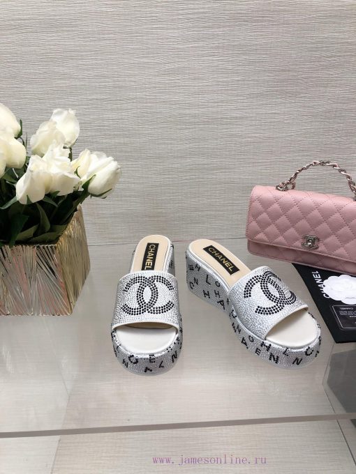Chanel 24p Spring/Summer New Product Thick Bottom Full Diamond Dragging Lazy One Line Slippeuprz1ddh - Image 3