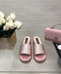 Chanel 24p Spring/Summer New Product Thick Bottom Full Diamond Dragging Lazy One Line Slippeggytc242