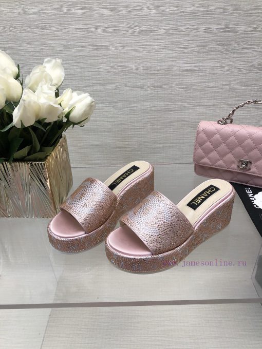Chanel 24p Spring/Summer New Product Thick Bottom Full Diamond Dragging Lazy One Line Slippeggytc242 - Image 3