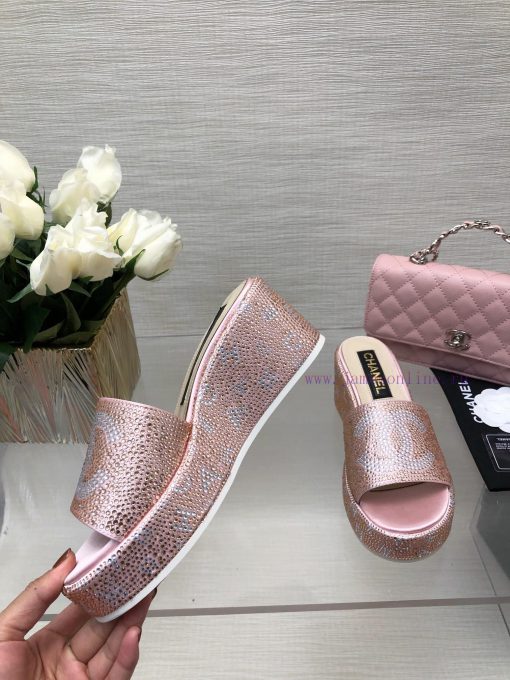 Chanel 24p Spring/Summer New Product Thick Bottom Full Diamond Dragging Lazy One Line Slippeggytc242 - Image 4