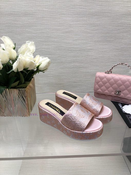 Chanel 24p Spring/Summer New Product Thick Bottom Full Diamond Dragging Lazy One Line Slippeggytc242 - Image 5