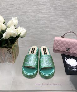 Chanel 24p Spring/Summer New Product Thick Bottom Full Diamond Dragging Lazy One Line Slippesli1ybep