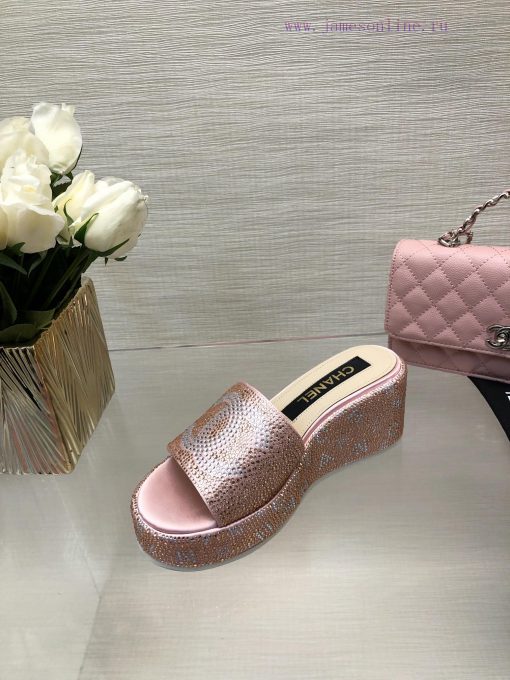 Chanel 24p Spring/Summer New Product Thick Bottom Full Diamond Dragging Lazy One Line Slippeggytc242 - Image 6