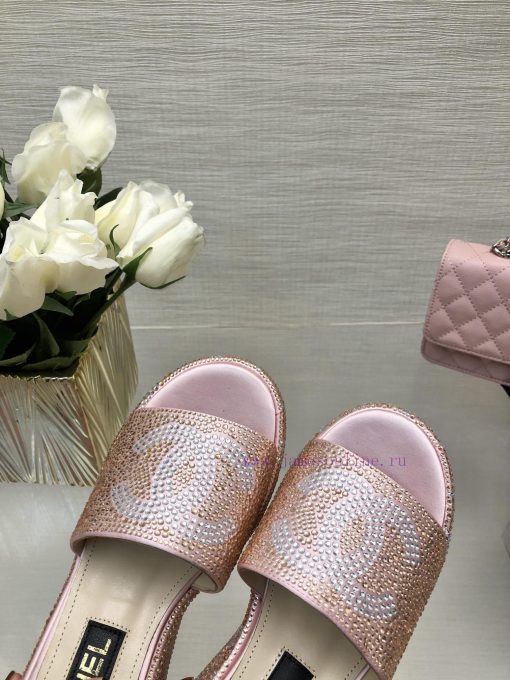 Chanel 24p Spring/Summer New Product Thick Bottom Full Diamond Dragging Lazy One Line Slippeggytc242 - Image 7