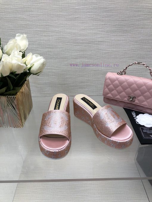 Chanel 24p Spring/Summer New Product Thick Bottom Full Diamond Dragging Lazy One Line Slippeggytc242 - Image 8