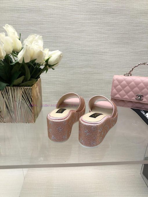 Chanel 24p Spring/Summer New Product Thick Bottom Full Diamond Dragging Lazy One Line Slippeggytc242 - Image 9