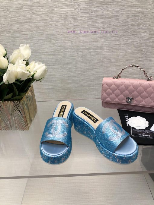 Chanel 24p Spring/Summer New Product Thick Bottom Full Diamond Dragging Lazy One Line Slippeb4roecox - Image 3