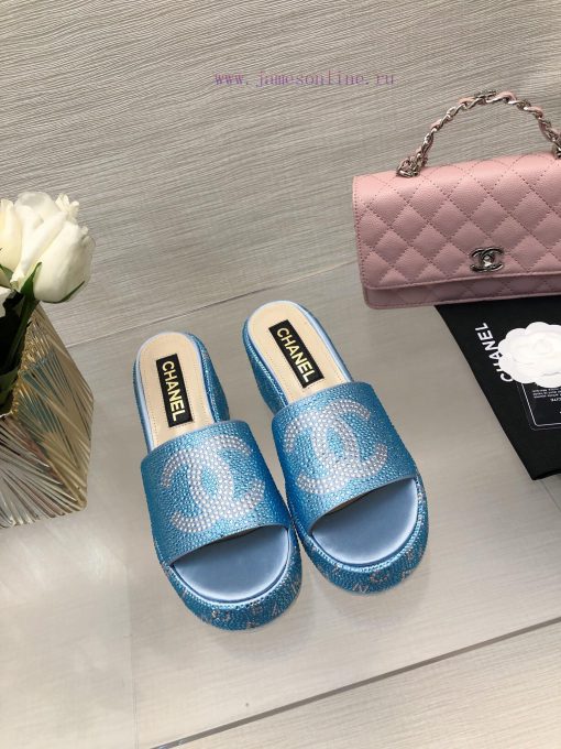 Chanel 24p Spring/Summer New Product Thick Bottom Full Diamond Dragging Lazy One Line Slippeb4roecox - Image 4
