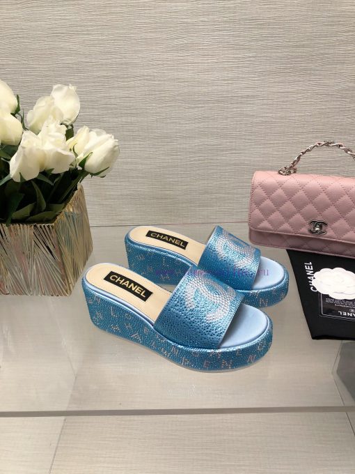 Chanel 24p Spring/Summer New Product Thick Bottom Full Diamond Dragging Lazy One Line Slippeb4roecox - Image 5