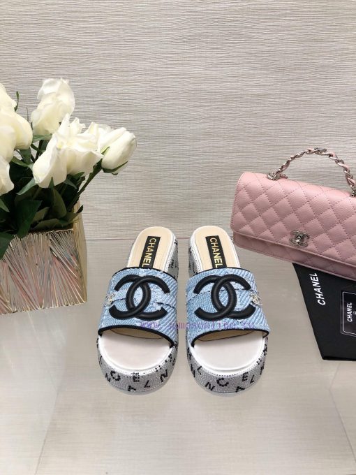 Chanel 24p Spring/Summer New Product Thick Bottom Full Diamond Dragging Lazy One Line Slippedozndjz1