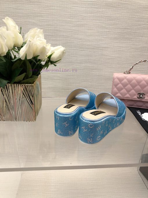 Chanel 24p Spring/Summer New Product Thick Bottom Full Diamond Dragging Lazy One Line Slippeb4roecox - Image 7