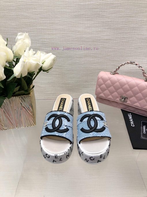 Chanel 24p Spring/Summer New Product Thick Bottom Full Diamond Dragging Lazy One Line Slippedozndjz1 - Image 2