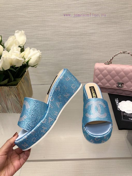 Chanel 24p Spring/Summer New Product Thick Bottom Full Diamond Dragging Lazy One Line Slippeb4roecox - Image 8