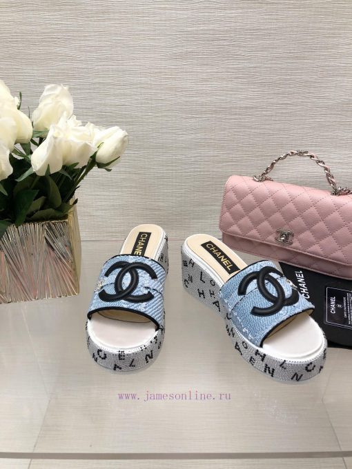 Chanel 24p Spring/Summer New Product Thick Bottom Full Diamond Dragging Lazy One Line Slippedozndjz1 - Image 3