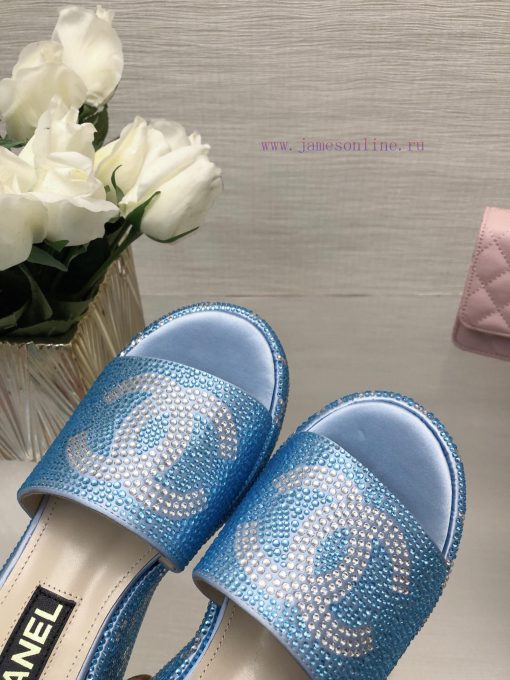 Chanel 24p Spring/Summer New Product Thick Bottom Full Diamond Dragging Lazy One Line Slippeb4roecox - Image 10