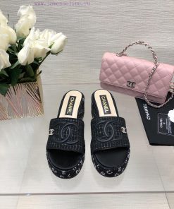 Chanel 24p Spring/Summer New Product Thick Bottom Full Diamond Dragging Lazy One Line Slippet3pzo8ip