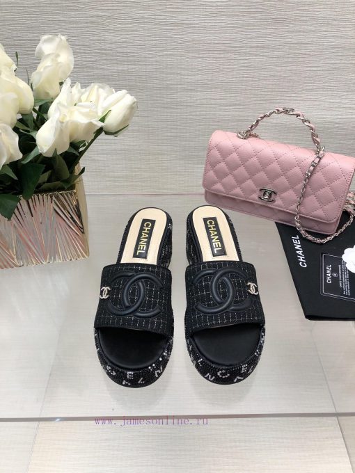 Chanel 24p Spring/Summer New Product Thick Bottom Full Diamond Dragging Lazy One Line Slippet3pzo8ip - Image 2