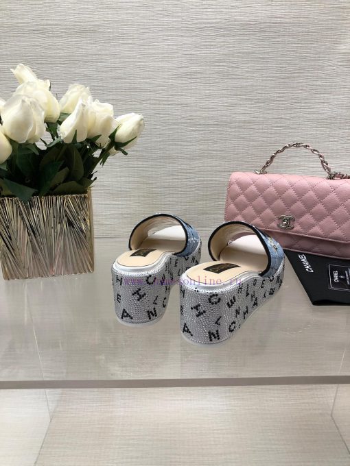 Chanel 24p Spring/Summer New Product Thick Bottom Full Diamond Dragging Lazy One Line Slippedozndjz1 - Image 10