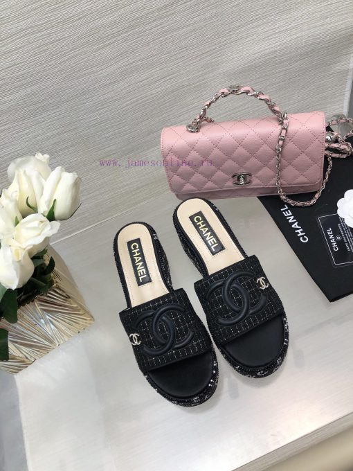 Chanel 24p Spring/Summer New Product Thick Bottom Full Diamond Dragging Lazy One Line Slippet3pzo8ip - Image 3