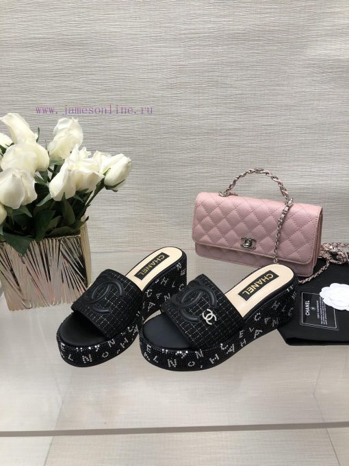 Chanel 24p Spring/Summer New Product Thick Bottom Full Diamond Dragging Lazy One Line Slippet3pzo8ip - Image 5