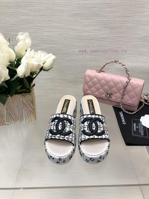 Chanel 24p Spring/Summer New Product Thick Bottom Full Diamond Dragging Lazy One Line Slippe56i2vg8q - Image 2