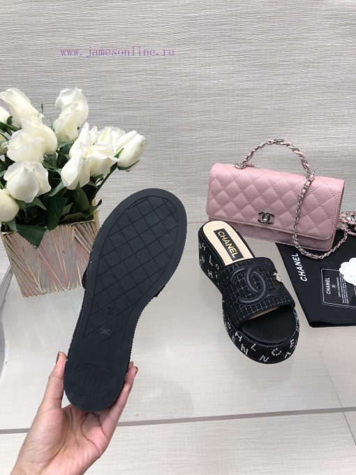 Chanel 24p Spring/Summer New Product Thick Bottom Full Diamond Dragging Lazy One Line Slippet3pzo8ip - Image 7