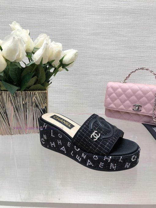 Chanel 24p Spring/Summer New Product Thick Bottom Full Diamond Dragging Lazy One Line Slippet3pzo8ip - Image 8