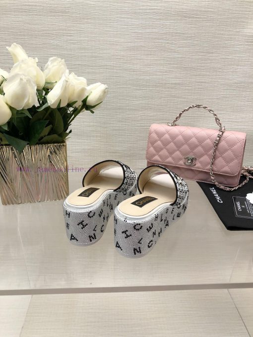 Chanel 24p Spring/Summer New Product Thick Bottom Full Diamond Dragging Lazy One Line Slippe56i2vg8q - Image 7