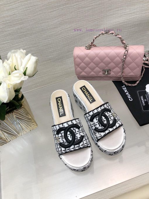 Chanel 24p Spring/Summer New Product Thick Bottom Full Diamond Dragging Lazy One Line Slippe56i2vg8q - Image 10
