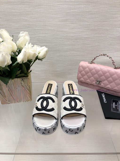 Chanel 24p Spring/Summer New Product Thick Bottom Full Diamond Dragging Lazy One Line Slippey2goz3o6 - Image 2